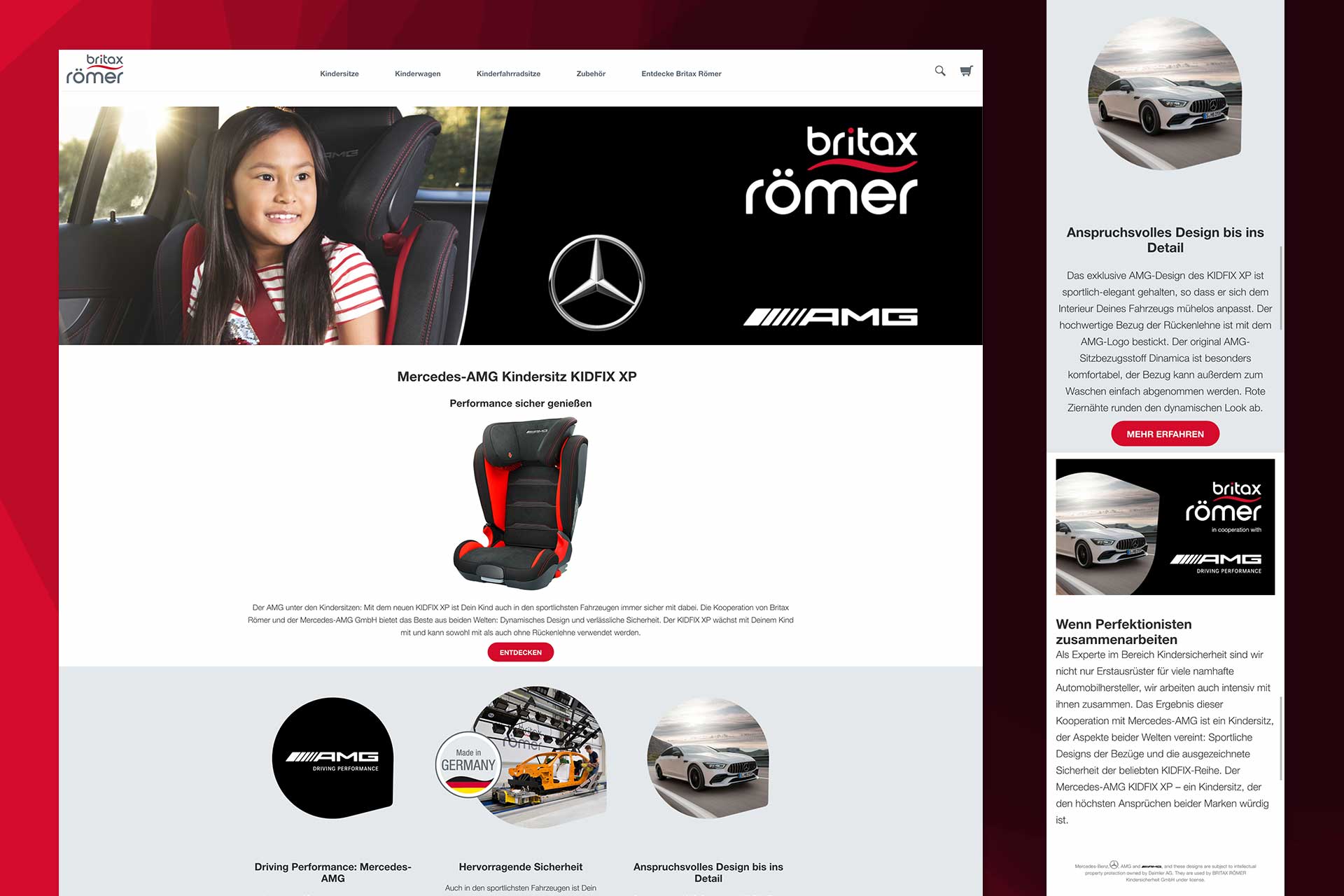 Britax Römer Mercedes Benz AMG Landingpage