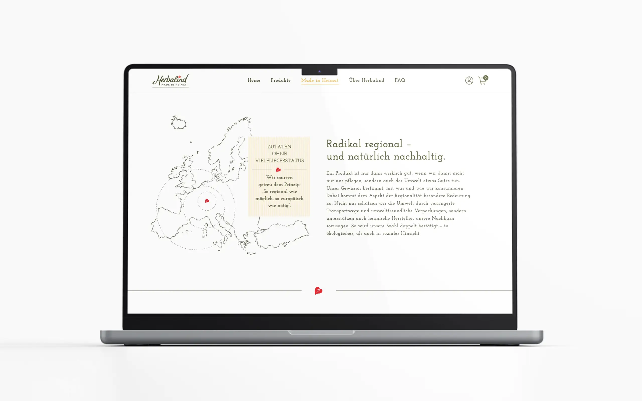 Herbalind Markenentwicklung mit Website-Layout zur regionalen Markenpositionierung „Made in Heimat“