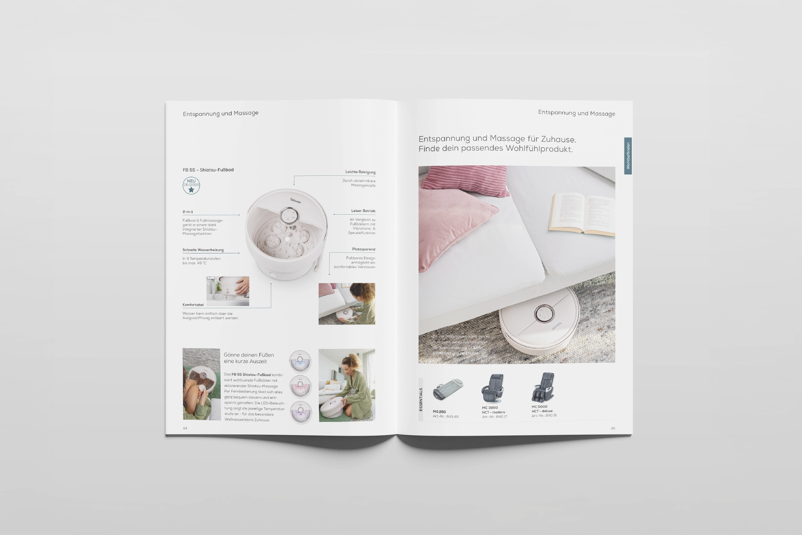 hejrockit-beurer-katalog-d09 Beurer Exportkatalog mit Produktseite, Feature-Beschriftungen und Anwendungsszenen