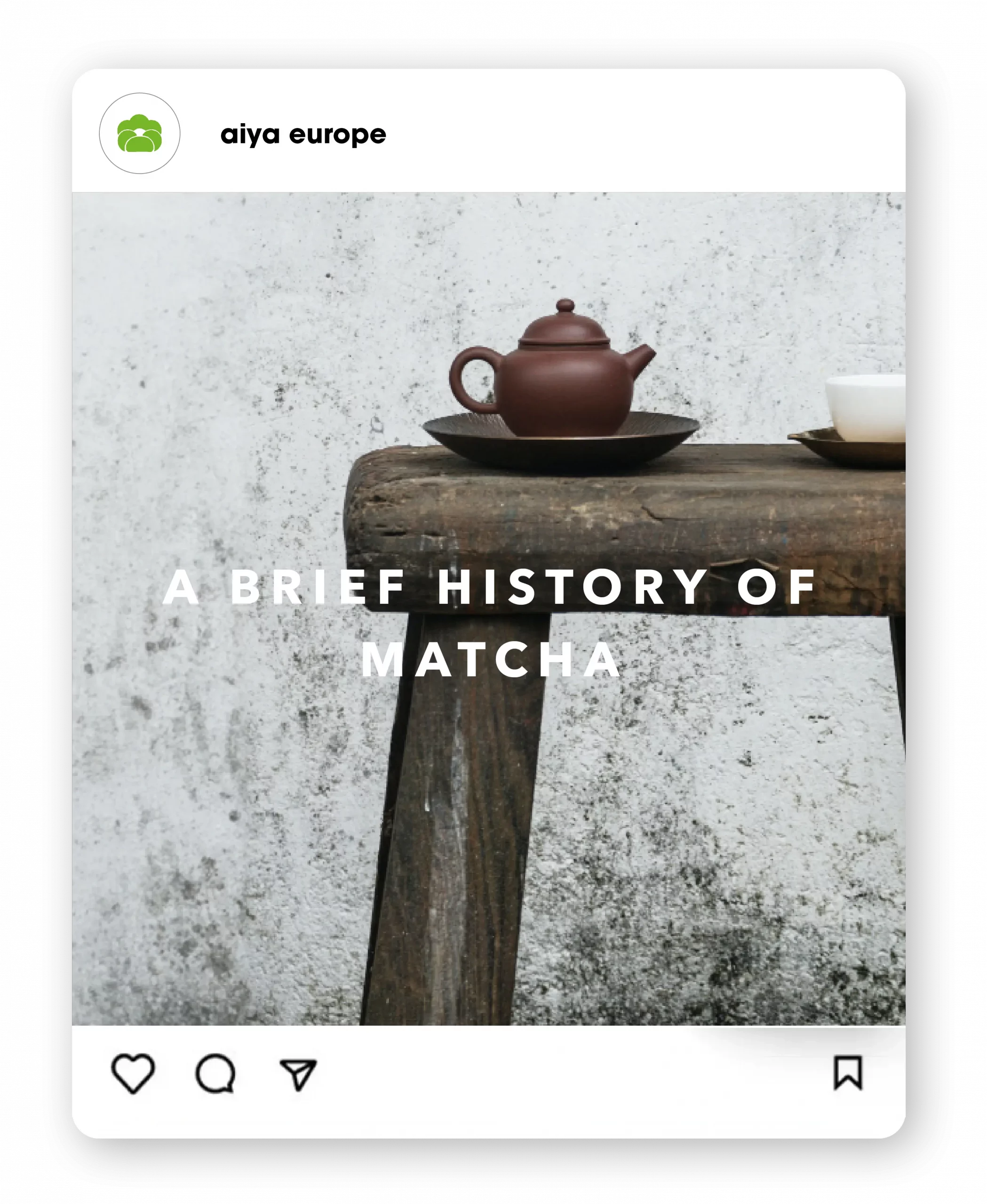 AIYA Matcha Corporate Design als Social-Media-Template zur Geschichte von Matcha